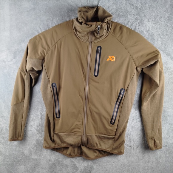First Lite Dry Earth Sawtooth Hybrid Hunting Jacket Mens L Hooded Merino Wool